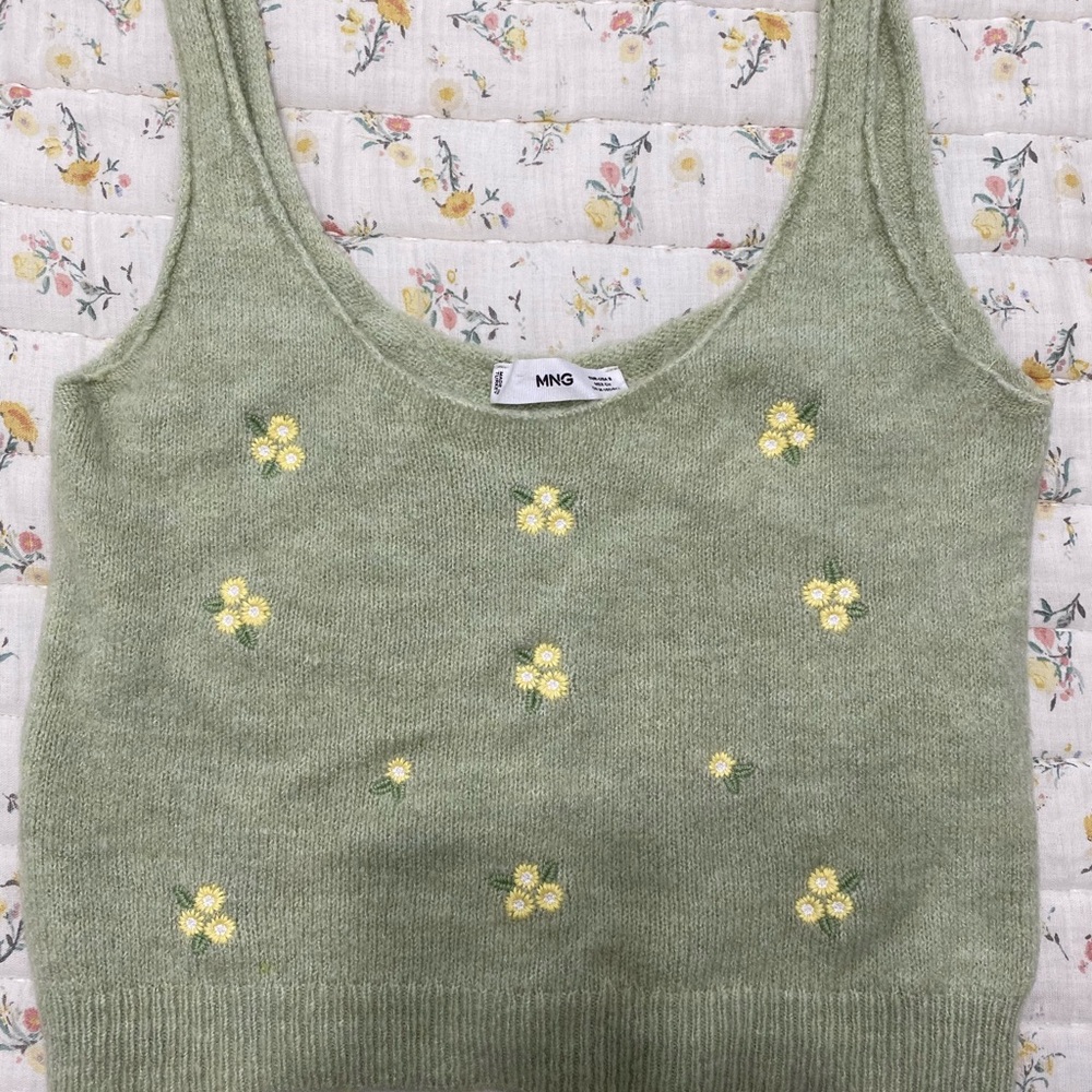 Floral Knit Mango Tank Top